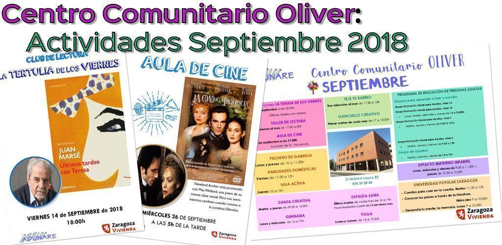 Centro Comunitario Oliver: actividades septiembre 2018