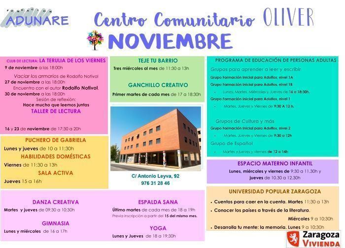 Centro Comunitario Olivcer: Actividades noviembre 2018