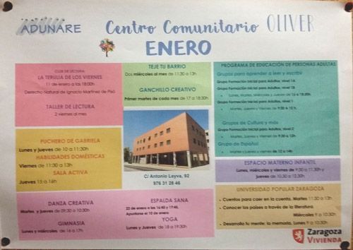 Centro Comunitario Oliver: Actividades enero 2019