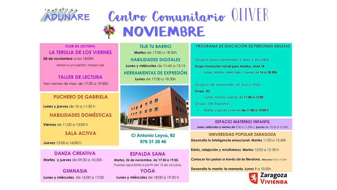 Centro Comunitario Oliver: Actividades Noviembre 2019