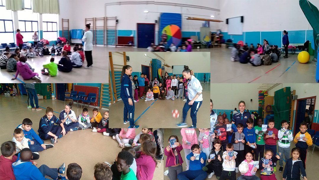Jugadoras del Sala Zaragoza visitan el Fernando el Católico