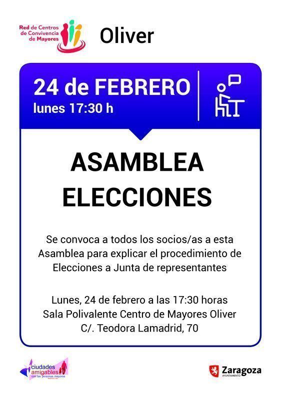 Asamblea Elecciones Centro de Mayores Oliver 24-02-2020